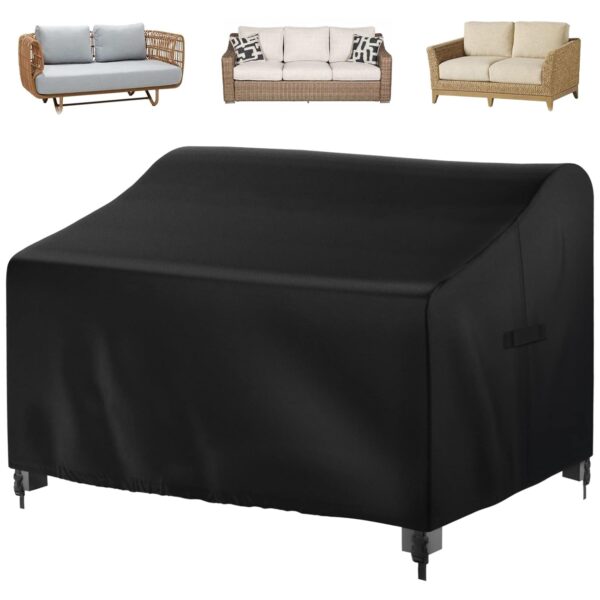 Outdoor Sofa Cover Waterproof, 2-Seater Durable Patio Furniture Covers for Outdoor Sofa Loveseat Bench 60 W x 34 D x 30 H