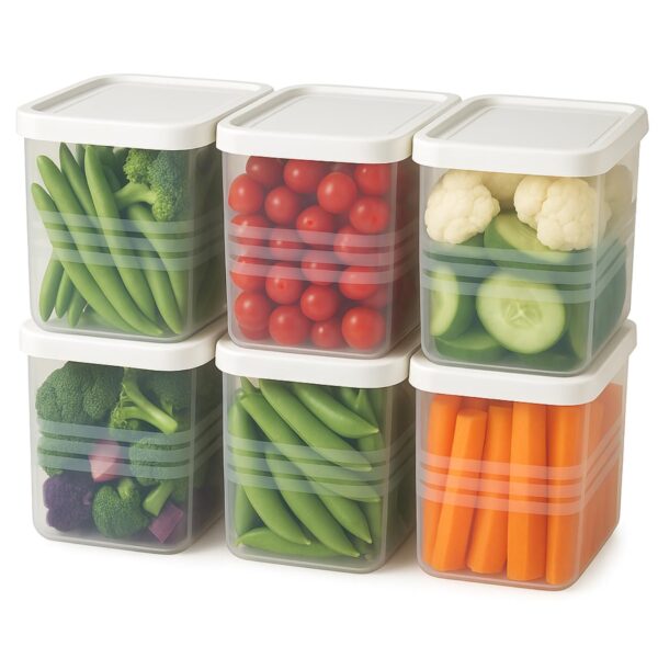Fridge Storage Containers for Vegetables  1200 ml (Pack of 6) | Refrigerator Organiser Boxes | Freezer Safe, BPA Free Plastic Fridge Containers | Kitchen Storage Box for Vegetables & Fruits