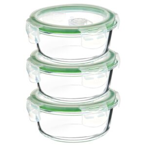Amazon Brand - Solimo Borosilicate Glass Container with Air-Vent Lid (420ml Each) | Airtight & Leak-Proof | Freezer, Microwave & Dishwasher Safe (Set of 3) (Round Shaped) (Transparent) Amazon Brand - Solimo Borosilicate Glass Container with Air-Vent Lid (420ml Each) | Airtight & Leak-Proof | Freezer, Microwave & Dishwasher Safe (Set of 3) (Round Shaped) (Transparent)
