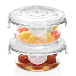Borosil Klip N Store Glass Storage Containers For Kitchen With Air-Tight Lids, Microwave & Oven Safe, Round, Set of 2 (400 ml, 400 ml), Clear Borosil Klip N Store Glass Storage Containers For Kitchen With Air-Tight Lids, Microwave & Oven Safe, Round, Set of 2 (400 ml, 400 ml), Clear
