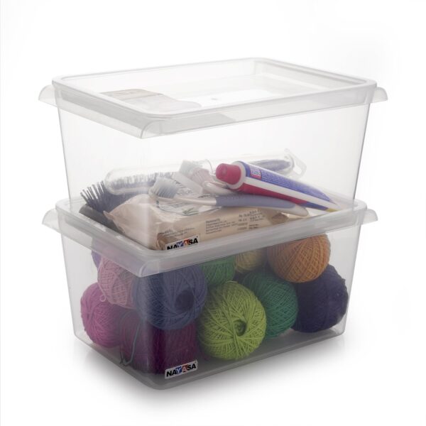 Nayasa Stack N Store Set of 2 | 5 Ltrs | Plastic Storage Boxes with Lid | Side Handle | Stackable Boxes | Can Be Used for Multipurpose Storage | Strong and Durable Quality | Clear Nayasa Stack N Store Set of 2 | 5 Ltrs | Plastic Storage Boxes with Lid | Side Handle | Stackable Boxes | Can Be Used for Multipurpose Storage | Strong and Durable Quality | Clear