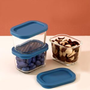 ATTRO Glassox Storeit Borosilicate Glass Storage Containers 310ml, Set of 3, Transparent & Stackable with PE Lids, Microwave, Fridge & Dishwasher Safe, Ideal for Kitchen & Leftovers- Blue ATTRO Glassox Storeit Borosilicate Glass Storage Containers 310ml, Set of 3, Transparent & Stackable with PE Lids, Microwave, Fridge & Dishwasher Safe, Ideal for Kitchen & Leftovers- Blue