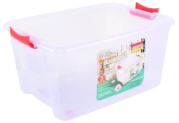 ARISTO Plastic 25 L Multipurpose Rectangular Storage and Toy Box with Lid (Transparent, 45.5 x 34 x 26cm)
