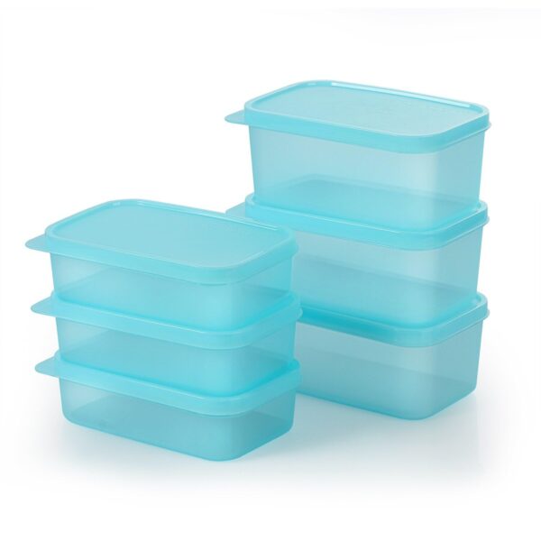 Plastic Storage Food Containers with Lid Set of 6 (3x350ml & 3x250ml) Blue,BPA Free Food Grade Plastic Container,Microwave & Dishwasher Safe,Airtight Leak Proof,Lunch box for office