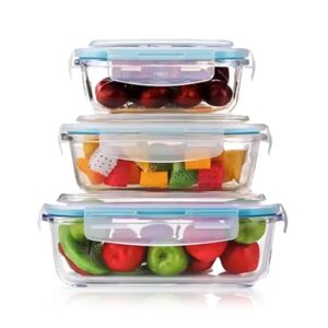AGARO Borosilicate Glass Containers with Lids, 3 pcs Set, 370ml, 640ml &1040ml, Kitchen, Microwave, Oven & Freezer Safe, Baking Dish, Rectangle, Baking Tray, Scratch Resistant, Transparent AGARO Borosilicate Glass Containers with Lids, 3 pcs Set, 370ml, 640ml &1040ml, Kitchen, Microwave, Oven & Freezer Safe, Baking Dish, Rectangle, Baking Tray, Scratch Resistant, Transparent