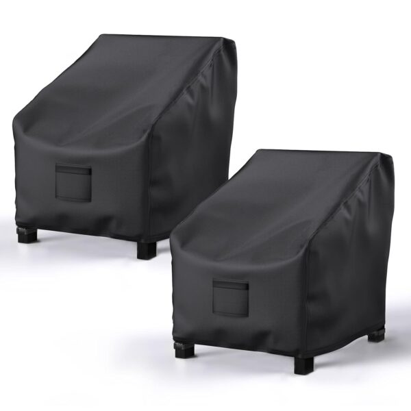 Patio Chair Covers for Outdoor Furniture Waterproof 2 Pack, 600D Heavy Duty Oxford Cloth, Large for Lounge Lawn Deep Seat Black 38" W x 31" D x 29" H Patio Chair Covers for Outdoor Furniture Waterproof 2 Pack, 600D Heavy Duty Oxford Cloth, Large for Lounge Lawn Deep Seat Black 38" W x 31" D x 29" H
