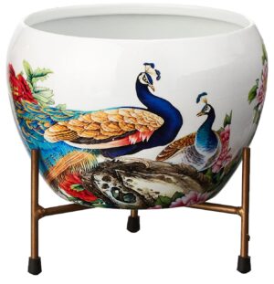 Amazon Brand - Solimo Blossom Flower Planter with Tripod Stand | Versatile Indoor & Outdoor Decor | Secure Support for Pots