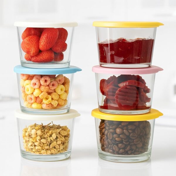 PANCA Fridge Storage Containers Leak Proof Glass Jars With Lid Kitchen Storage box glass containers for Kitchen Microwave Safe Bowl Set (4)