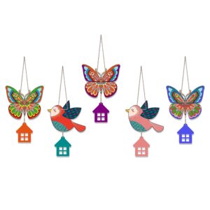 Artvibes Multicolored Butterfly & Birds Wooden Wall Hanging for Home Decoration | Garden Balcony | Office | Cafe | Decorative Door Hanging | Festive Decor Art Items (WH_9123N), Pack of 5 Artvibes Multicolored Butterfly & Birds Wooden Wall Hanging for Home Decoration | Garden Balcony | Office | Cafe | Decorative Door Hanging | Festive Decor Art Items (WH_9123N), Pack of 5