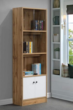 DeckUp Plank Cove Engineered Wood Book Shelf and Display Unit Cabinet ( Set of 1 ,Wotan Oak and White) DeckUp Plank Cove Engineered Wood Book Shelf and Display Unit Cabinet ( Set of 1 ,Wotan Oak and White)