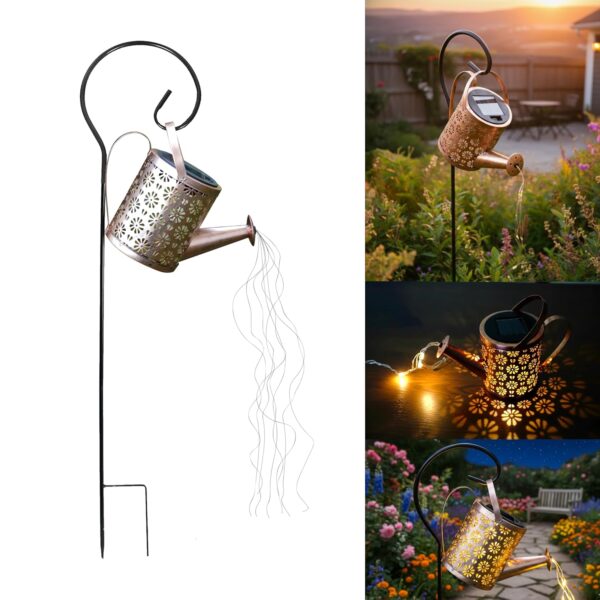 Homehop Solar Light Outdoor Garden Decor Watering Can Hanging Waterproof LED Decorative Kettle Shower String Lamp for Table Yard Pathway Gardening Gifts