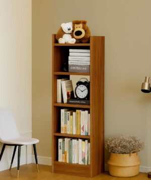 Wooden Open Bookshelf Multipurpose for Home Rack Showcase Organizer for Living Room I Study Room I 5-Tier I Color-Walnut I Finish-Suede DIY Wooden Open Bookshelf Multipurpose for Home Rack Showcase Organizer for Living Room I Study Room I 5-Tier I Color-Walnut I Finish-Suede DIY