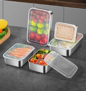 MosQuick Set of 3 Stainless Steel Boxes with lid Fridge Containers Kitchen Steel Containers for Kitchen storage box for Kitchen tiffin box perfect airtight & leak proof Steel container with lid,Silver MosQuick Set of 3 Stainless Steel Boxes with lid Fridge Containers Kitchen Steel Containers for Kitchen storage box for Kitchen tiffin box perfect airtight & leak proof Steel container with lid,Silver
