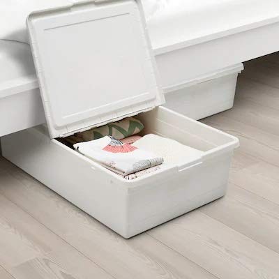Ikea TSSP Storage Box with lid, white50x77x19 cm (19 x30 x7  “)
