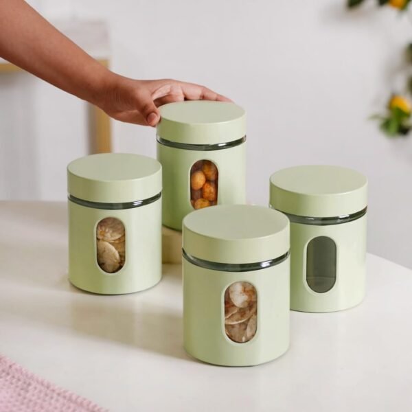 Nestasia Oval Window Metal Jacketed Glass Jars Set of 4Best Amazon Deals Nestasia Oval Window Metal Jacketed Glass Jars Set of 4Best Amazon Deals