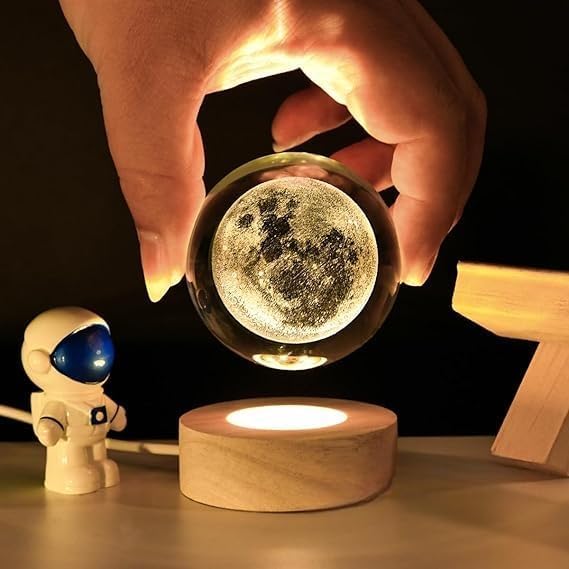Desidiya Moon Crystal Ball Night Light,2.4 Inch GlassBest Amazon Deals