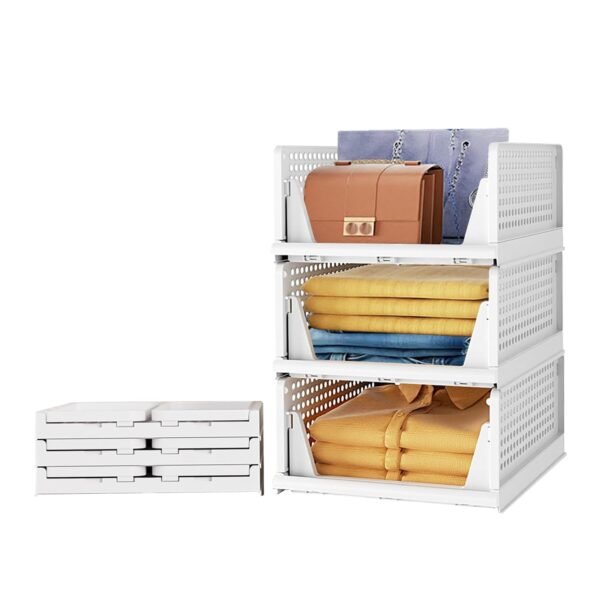 Aditya polymers Large Wardrobe Closet Organizers Pack of 3 | Foldable Stackable Clothes Storage Baskets | Adjustable Sliding Drawer Design | Space Saving Multipurpose Organizer for Cupboard Almirah Aditya polymers Large Wardrobe Closet Organizers Pack of 3 | Foldable Stackable Clothes Storage Baskets | Adjustable Sliding Drawer Design | Space Saving Multipurpose Organizer for Cupboard Almirah