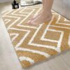 Microfiber Shaggy Striped Design Bath Mat | Non Slip TPRBest Amazon Deals