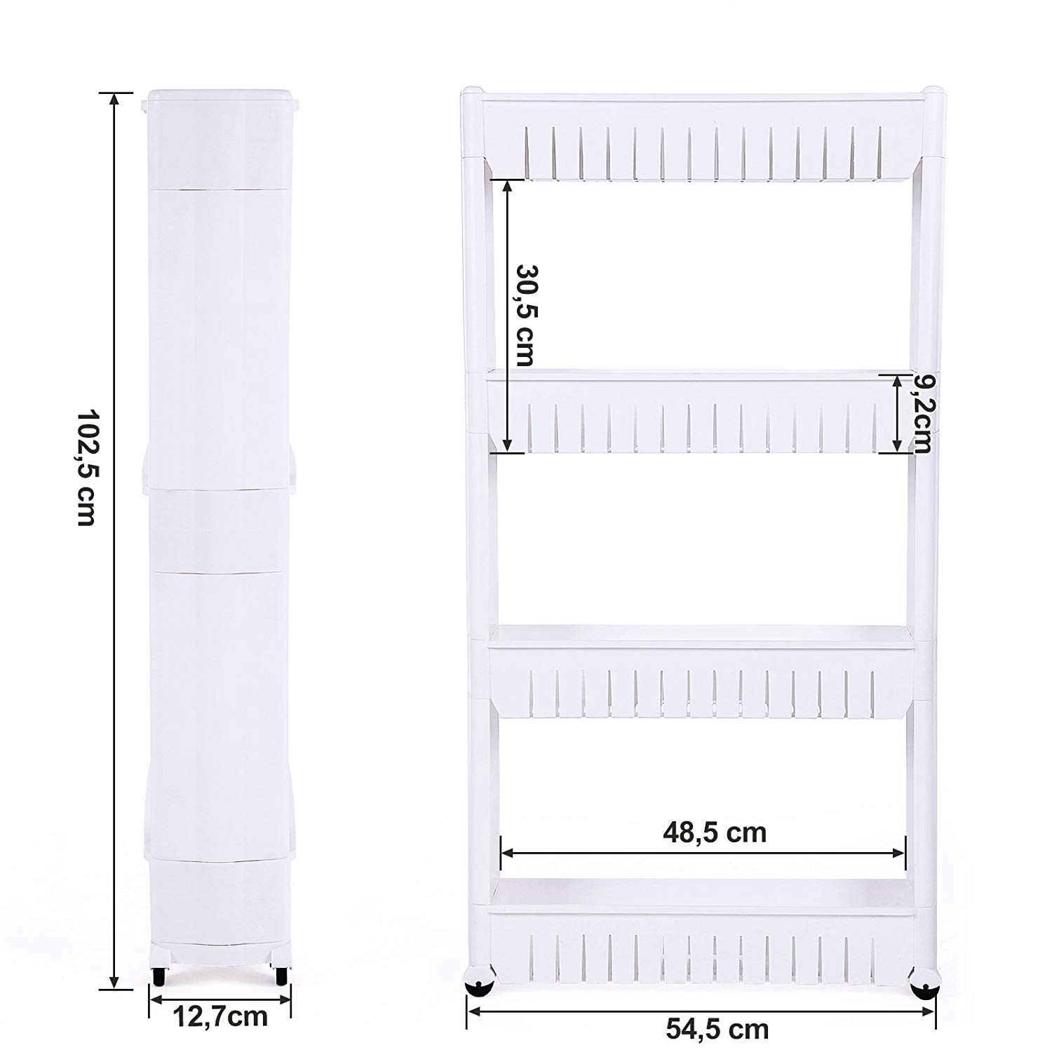 FLIPZON Slim Rolling Storage Rack 4-Tiered Shelf PlasticBest Amazon Deals