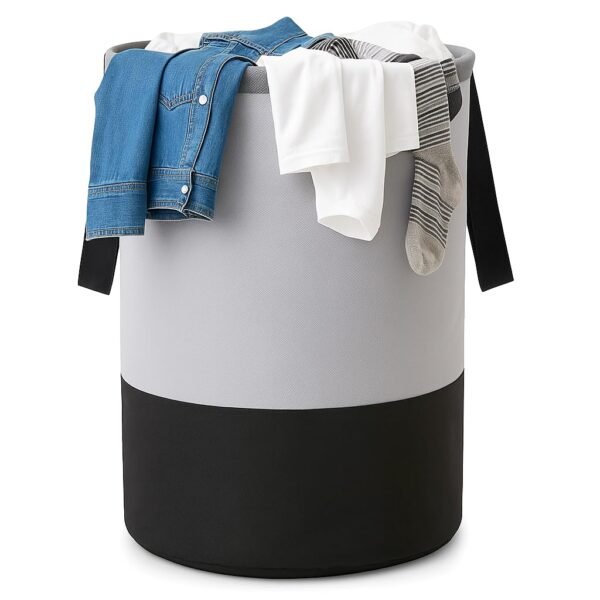 GLUN Round Laundry Bag, Gray & Black Foldable WaterproofBest Amazon Deals