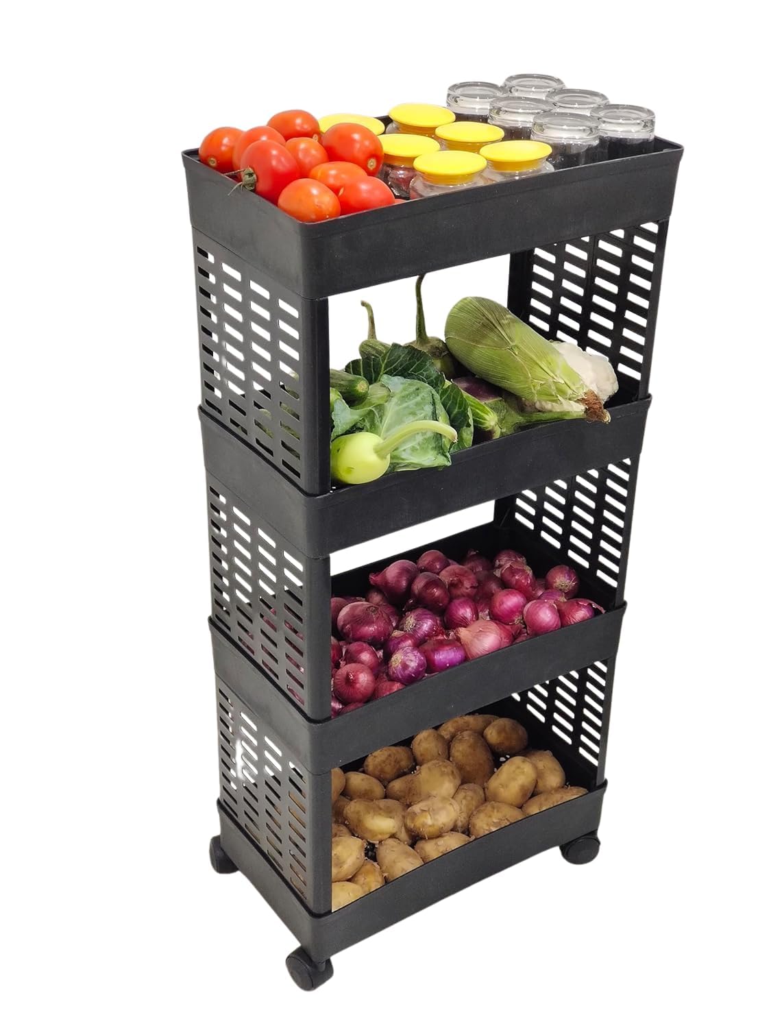 Plastic Multipurpose 4-Tier Rolling Storage Cart withBest Amazon Deals