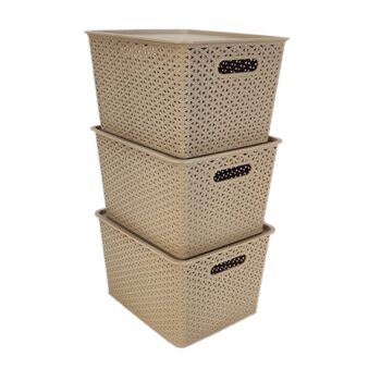 Homestrap Set Of 3 Plastic Storage Organizers/BasketsBest Amazon Deals