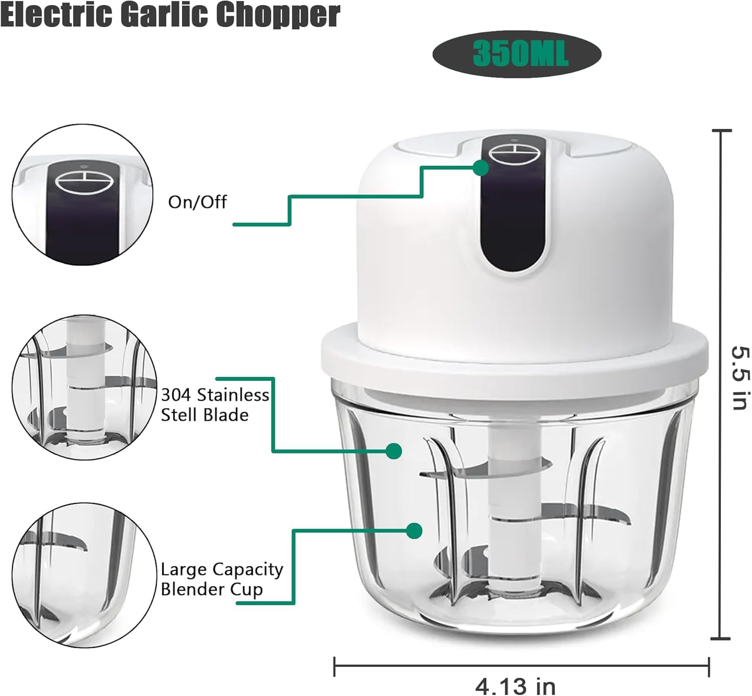 Nik Case 1Y Warranty Electric Chopper, 350ML RechargeableBest Amazon Deals