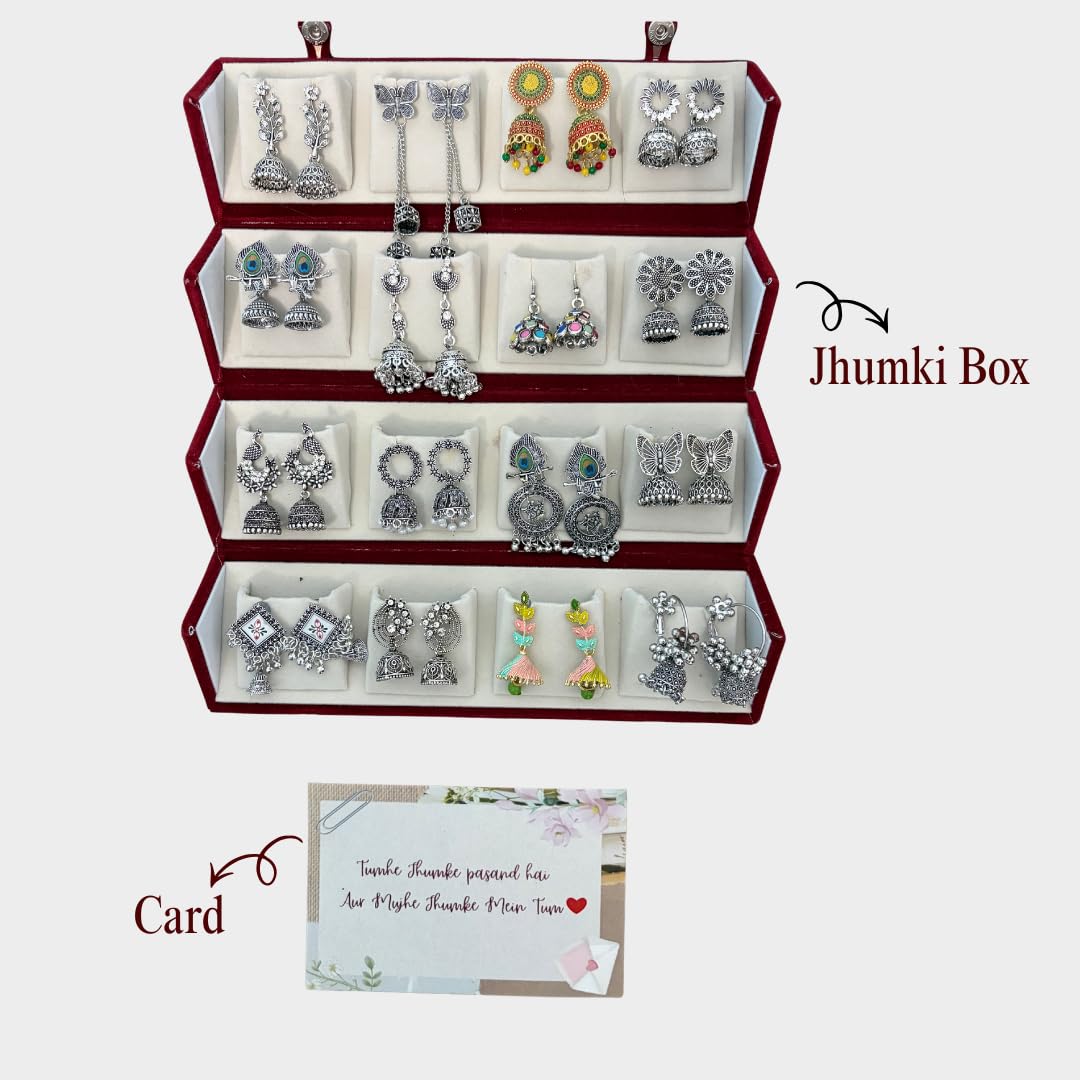 Oxidised Silver Look Jhumka Earrings Box for Women | 16Best Amazon Deals