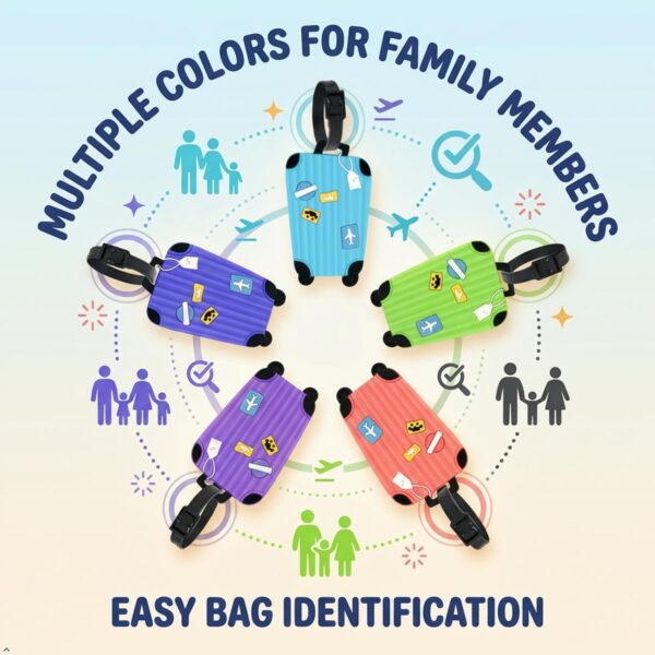 Storite Pack of 5 Luggage Tags, with Silicon Strap TravelBest Amazon Deals