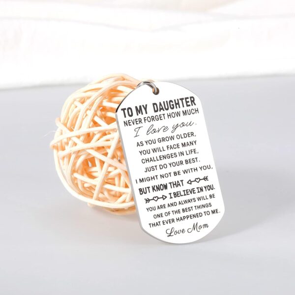 Daughter Gift from Mom Sliver Keychain for Teenage Girls