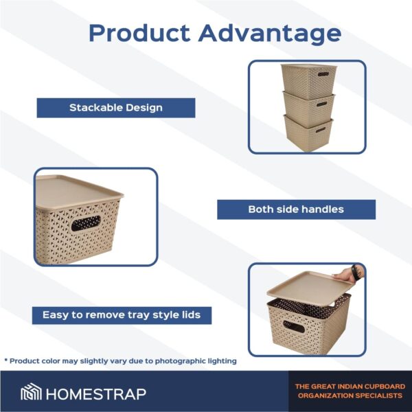 Homestrap Set Of 3 Plastic Storage Organizers/BasketsBest Amazon Deals