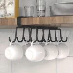 JIALTO Double Row Cup Holder Rack with 12 Hooks, MetalBest Amazon Deals