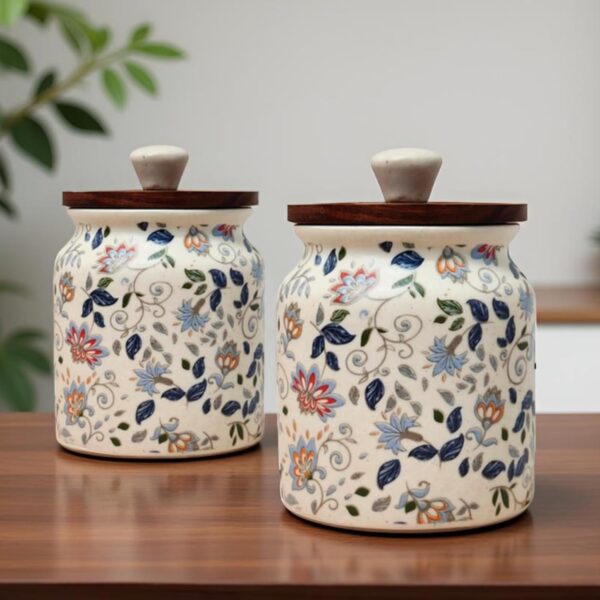 Vistas 'Blue Bloom' Airtight 420ml Set of 1 Ceramic JarBest Amazon Deals Vistas 'Blue Bloom' Airtight 420ml Set of 1 Ceramic JarBest Amazon Deals