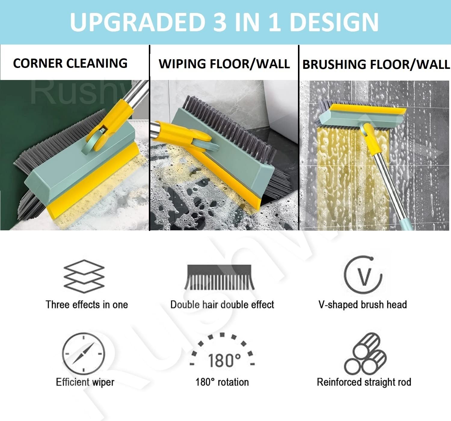 Rushwak 3 in 1 Long Handle Bathroom Cleaning Brush withBest Amazon Deals