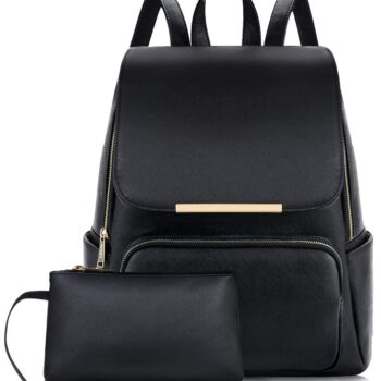 ShopyVid PU Leather Womens Backpack | Rakhi gift for sister (Black)