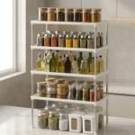 Satpurush 4-Tier Kitchen Organizer Rack  Space-Saving Metal Countertop Shelf for Spice Jars, Oil Bottles & Containers, Modern Storage Solution (4 Layer)
