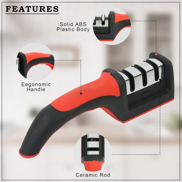 GLUN 3 in 1 Knife Sharpener with Easy-Grip Handle andBest Amazon Deals