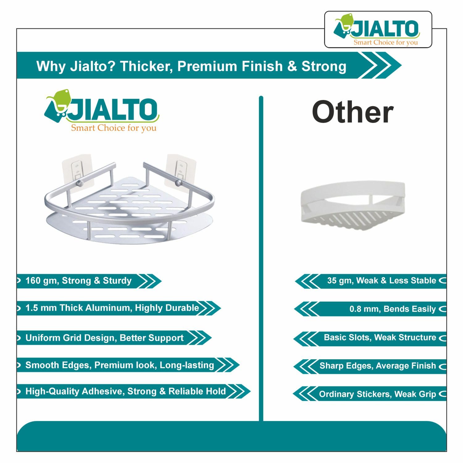 JIALTO Aluminum Bathroom Shelf for Wall Gold Wall MountedBest Amazon Deals