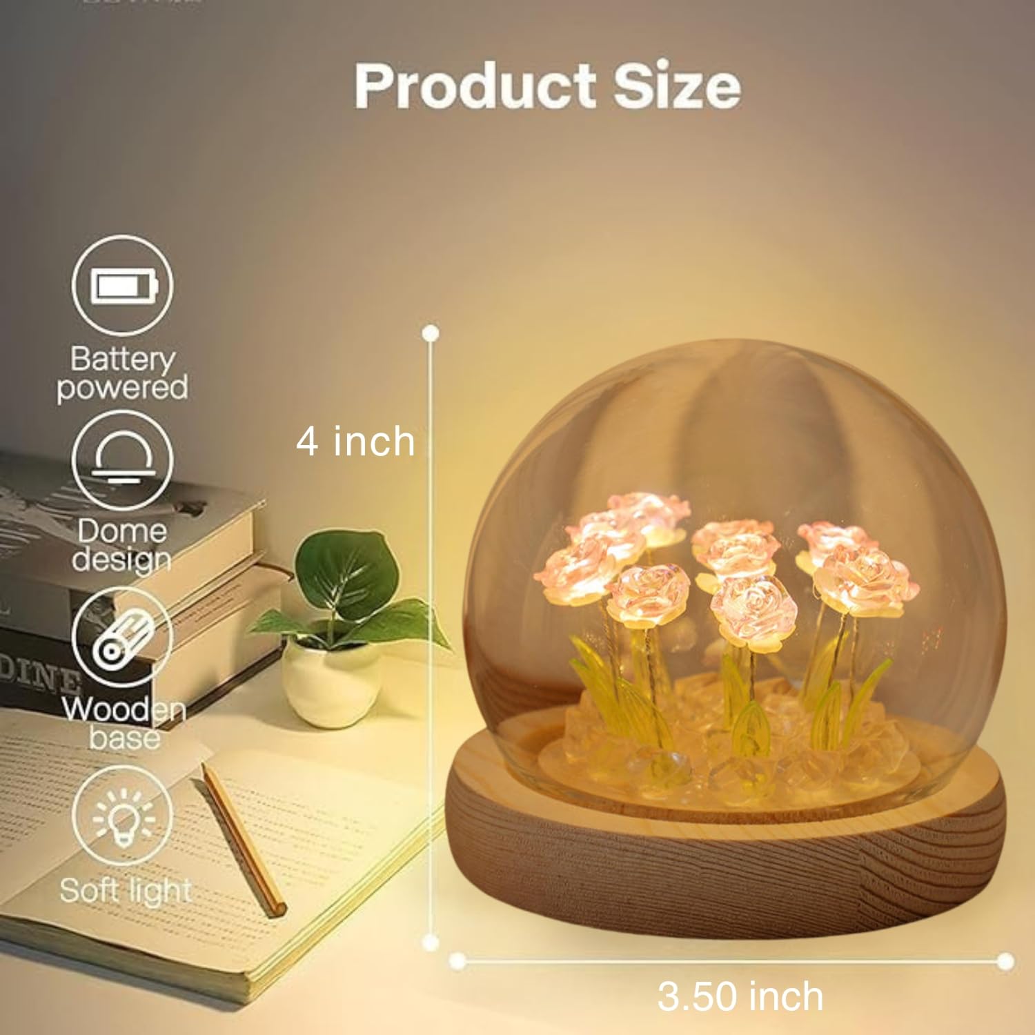 One94Store Rose LED Night Lamp Wooden Base with 9Best Amazon Deals