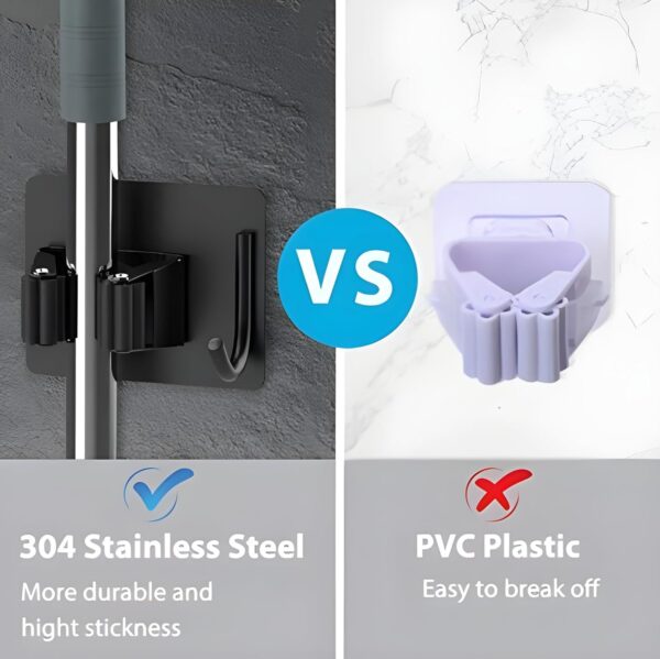 JIALTO 2 Pieces Stainless Steel Broom Holder with Hook -Best Amazon Deals