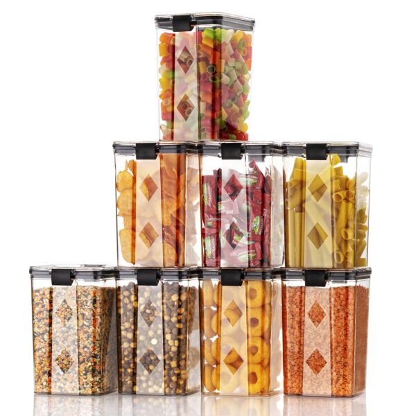 GOLWYN Polyethylene Terephthalate (PET) Airtight Containers Kitchen Storage Box, Food Storage Container, Stackable & Transparent Organizer Jars, Masala Dabba Container, Set of 6 (1200ml each) GOLWYN Polyethylene Terephthalate (PET) Airtight Containers Kitchen Storage Box, Food Storage Container, Stackable & Transparent Organizer Jars, Masala Dabba Container, Set of 6 (1200ml each)