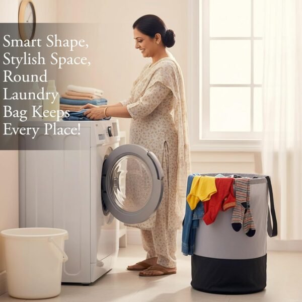 GLUN Round Laundry Bag, Gray & Black Foldable WaterproofBest Amazon Deals