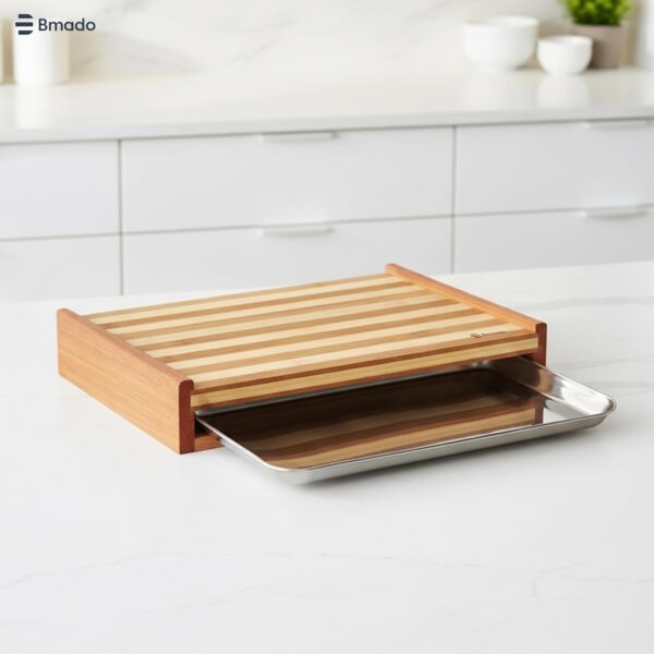 Bmado Bamboo Cutting Board with Stainless Steel Tray Best Amazon Deals