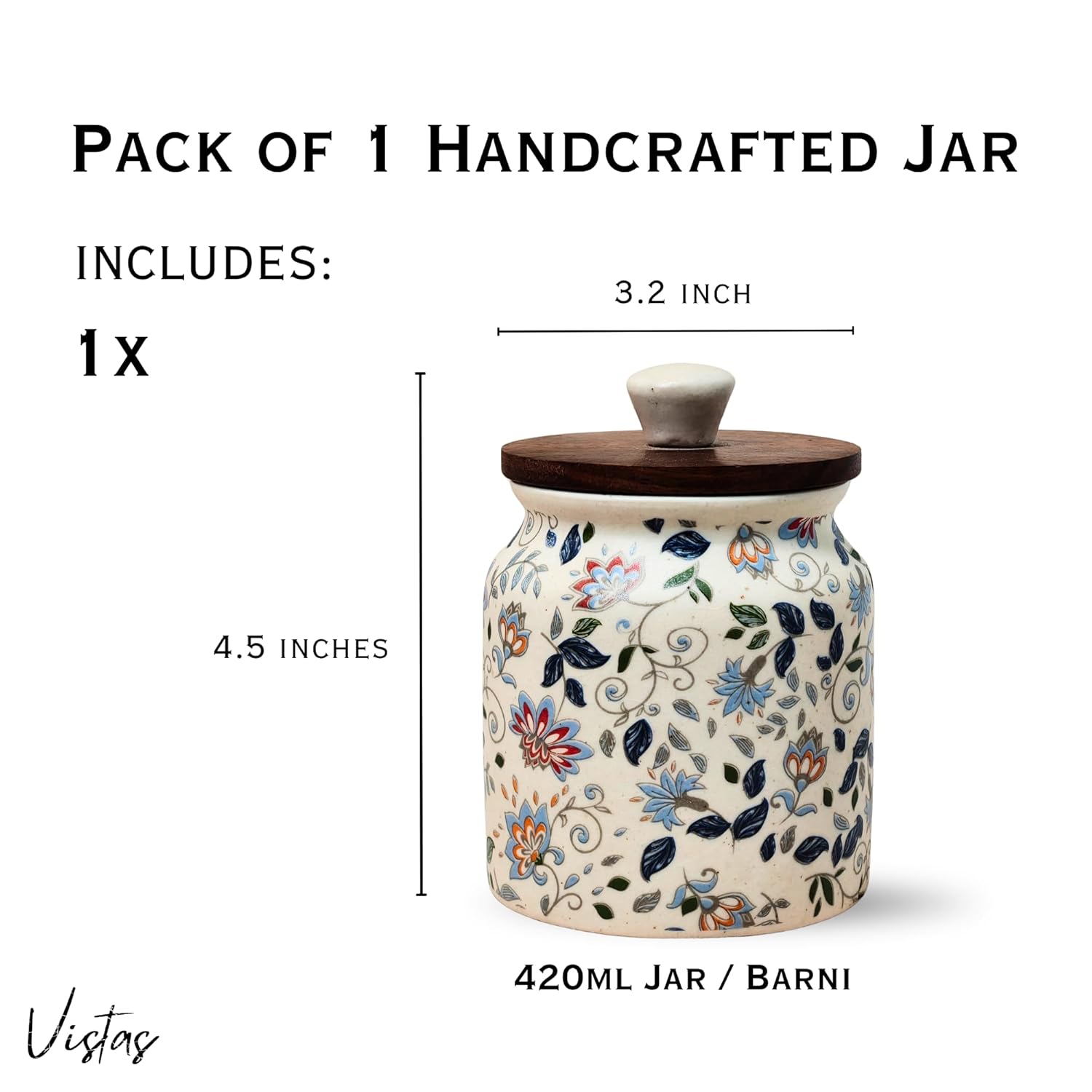 Vistas ‘Blue Bloom’ Airtight 420ml Set of 1 Ceramic JarBest Amazon Deals