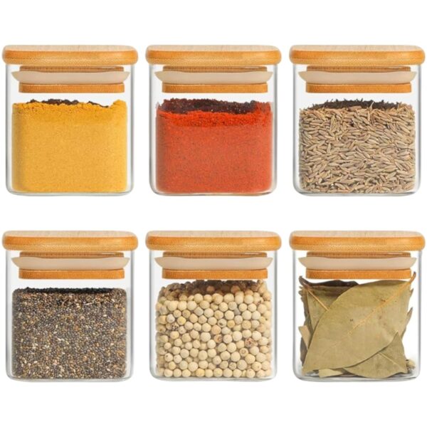 Airtight clear glass storage canister with wood lid foodBest Amazon Deals