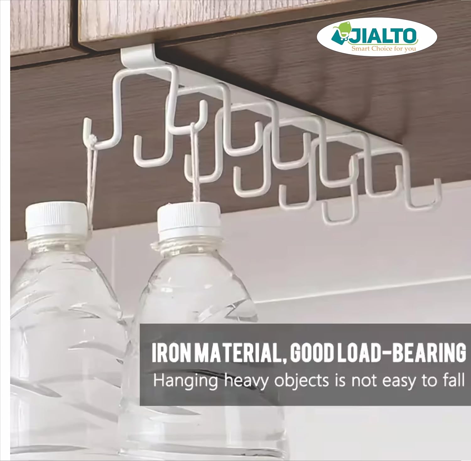 JIALTO Double Row Cup Holder Rack with 12 Hooks, MetalBest Amazon Deals