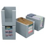 Kuber Industries Non-Woven Shirt Stacker/Clothes Organizer|Solid Color & Foldable Non Woven Material|Closet & Wardrobe Organizer|Size 40 x 20 x 25 Cm, Pack of 4 (Grey)