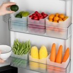 HomeWiz 6-Piece Fridge Storage Box Set | Multipurpose Transparent Plastic Containers for Fruits & Vegetables | Space-Saving Refrigerator Side Door Organizer & Pantry, Kitchen Accessories Items