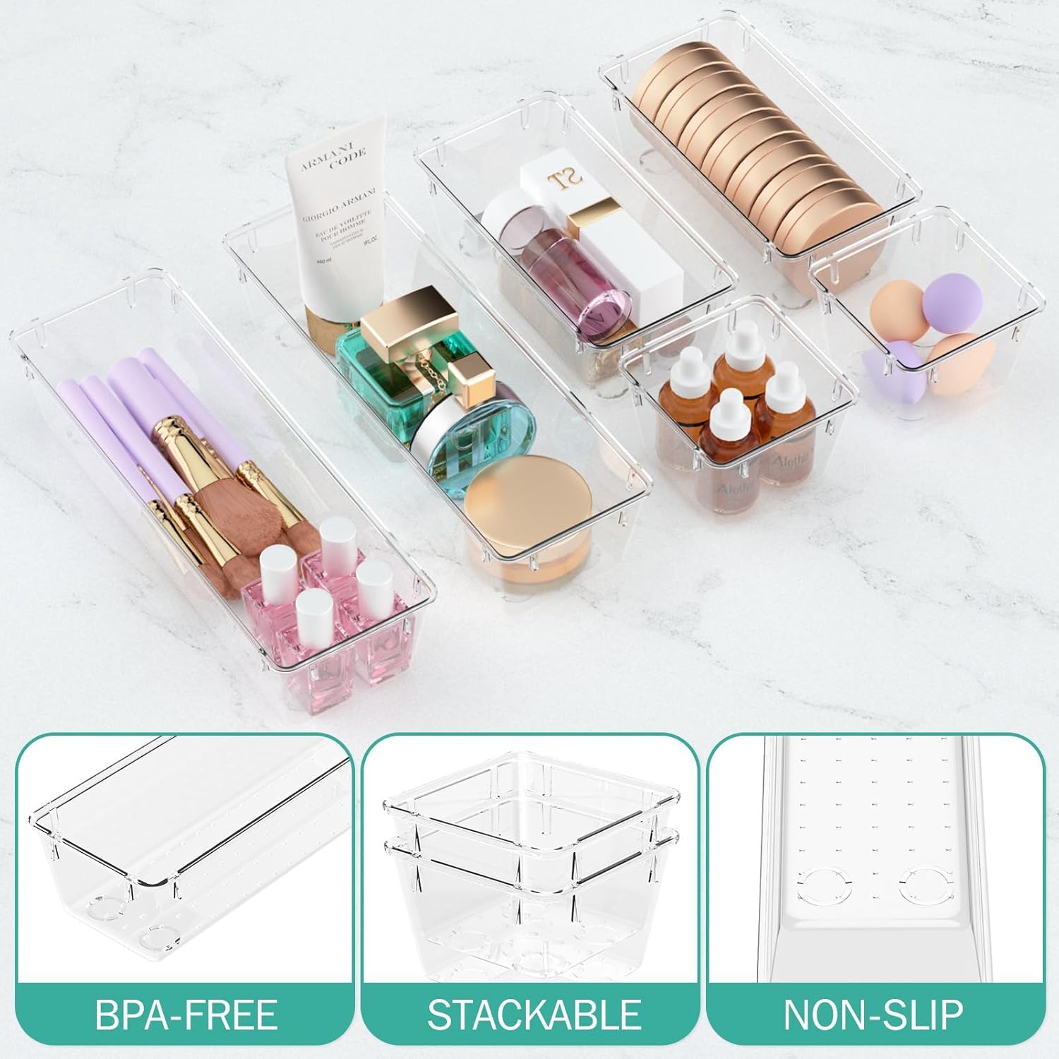 Zollyss Desk Drawer Organizer Trays Various Size BathroomBest Amazon Deals