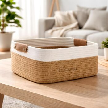Classyo Cotton Jute Basket for Storage (12 X 8 X 5 INCH),Best Amazon Deals Classyo Cotton Jute Basket for Storage (12 X 8 X 5 INCH),Best Amazon Deals